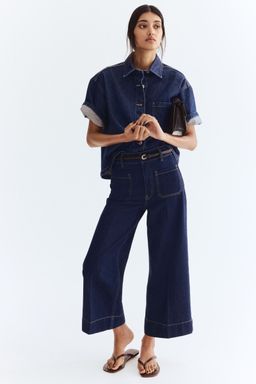 H&M - Women Blue Wide High Ankle Jeans
