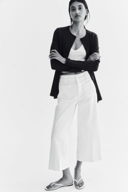 H&M - Women White Wide High Ankle Jeans