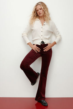 H&M - Women Red Fla Corduroy Trousers