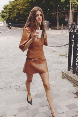 H&M - Women Yellow Coated Mini Skirt