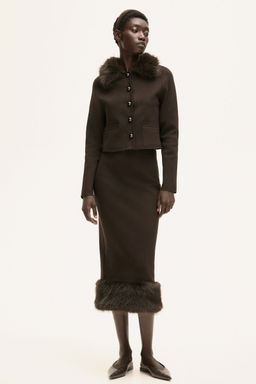 H&M - Women Brown Fine-Knit Pencil Skirt