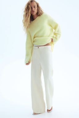 H&M - Women White Wide Cotton Trousers