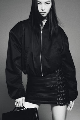 H&M - Women Black Belt-Detail Mini Skirt