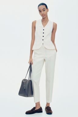 H&M - Women White Cigarette Trousers