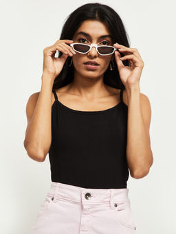 max - Black Solid Knitted Camisole
