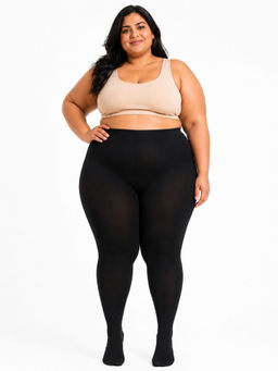 Secrets By ZeroKaata - Women's Plus Size Stretchable Translucent Winter Semi-Sheer Tights