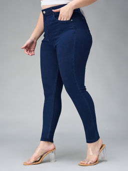 Miss Chase - A+ Curve Collection Plus Size Navy Blue Skinny Fit High Rise Denim Jeans