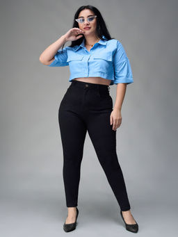 Miss Chase - A+ Curve Collection Plus Size Black Skinny Fit High Rise Denim Jeans