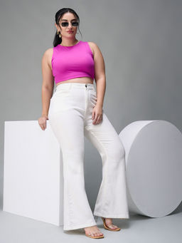Miss Chase - A+ Curve Collection Plus Size Women's White Bootcut High Rise Denim Jeans