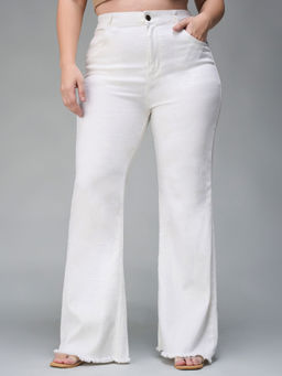 Miss Chase - A+ Curve Collection Plus Size White Bootcut High Rise Denim Jeans