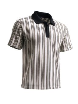 The Indian Garage Co - Men Brown Boxy Fit Vertical Striped Half Sleeves Polo T-Shirt
