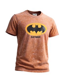 The Indian Garage Co - Men Brown Boxy Fit Batman Printed Crew Neck T-Shirt