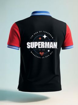 The Indian Garage Co - Men Multi-Color Regular Fit Superman Colorblock Polo T-Shirt