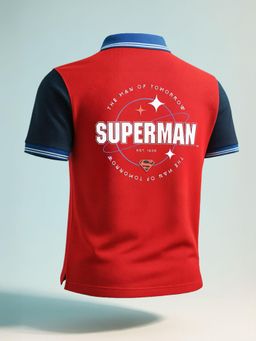 The Indian Garage Co - Men Multi-Color Regular Fit Superman Colorblock Polo T-Shirt