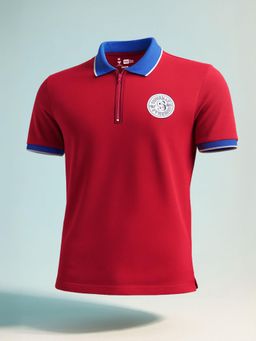 The Indian Garage Co - Men Red Regular Fit Printed Polo T-Shirt