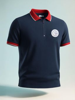 The Indian Garage Co - Men Blue Regular Fit Printed Polo T-Shirt