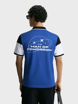 The Indian Garage Co - Men Blue Regular Fit Graphic Polo T-Shirt