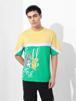 The Indian Garage Co - Men Yellow Boxy Fit Tom and Jerry Printed T-Shirt