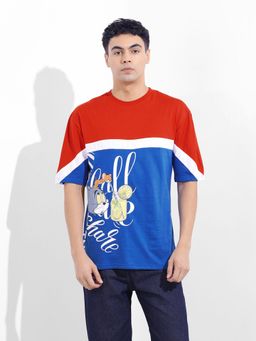 The Indian Garage Co - Men Red Boxy Fit Tom and Jerry Printed T-Shirt