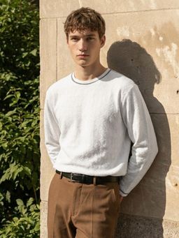 The Indian Garage Co - Men White Relaxed Fit Textured T-Shirt