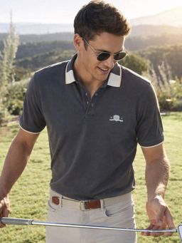 The Indian Garage Co - Men Grey Regular Fit Polo T-Shirt