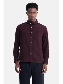 Snitch - Maroon Solid Full Sleeves Regular Casual Shirt