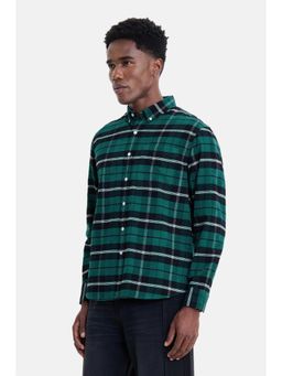 Snitch - Dark Green Checks Full Sleeves Regular Casual Shirt for Men