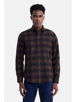 Snitch - Brown Checks Full Sleeves Slim Casual Shirt for Men