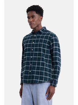 Snitch - Navy Blue Checks Full Sleeves Regular Casual Shirt for Men