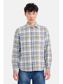 Snitch - Cream Checks Full Sleeves Regular Casual Shirt for Men