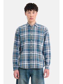 Snitch - Teal Cream Full Sleeves Regular Casual Shirt for Men