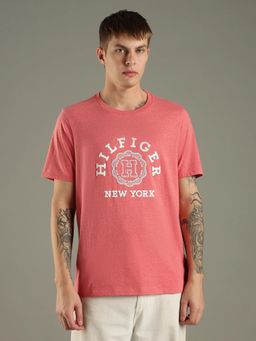 Tommy Hilfiger - Pink Printed Regular Fit Cotton T-Shirt