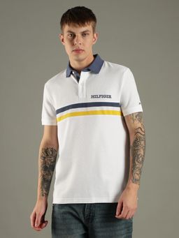 Tommy Hilfiger - White Striped Regular Fit Polo T-Shirt
