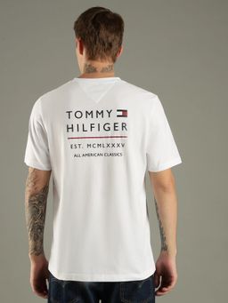 Tommy Hilfiger - White Printed Regular Fit Cotton T-Shirt