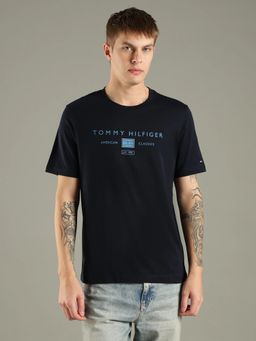 Tommy Hilfiger - Navy Blue Printed Regular Fit Cotton T-Shirt