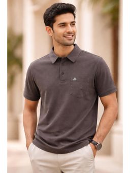 Parcel Yard - Men's Brown Classic Solid Polo T-Shirt
