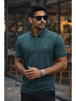 Parcel Yard - Men's Teal Classic Textured Polo T-Shirt