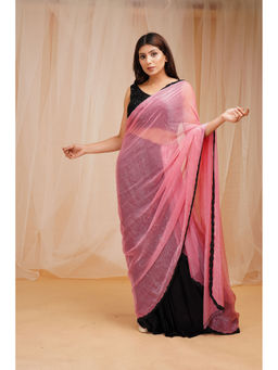 Farha Syed - Drape Ready To Wear Saree With Blouse - Pink with Stitched