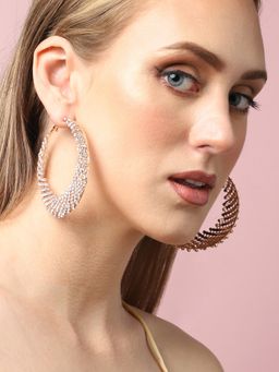 Sohi - Gold Plated Party Designer Stone Hoops for Women