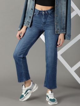 SHOWOFFFF - Women's Stretchable Clean Look Blue Straight Fit Jeans