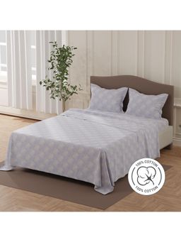 Layers - Lumina Floret 140 Tc Purple Floral Double Bedsheet with 2 Pillow Covers (Queen)