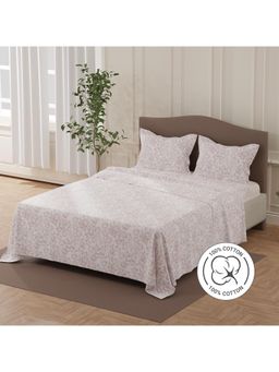 Layers - Lumina Floret 140 Tc Purple & White Floral Double Bedsheet with 2 Pillow Covers (Queen)