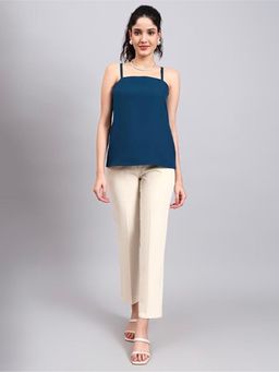 Powersutra - Teal Shoulder Straps Solid Sleeveless Tank Top