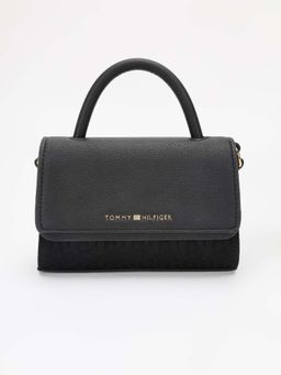 Tommy Hilfiger - Solid Black Polyester Sling Bag