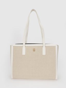 Tommy Hilfiger - Solid Beige Polyester Tote Bag