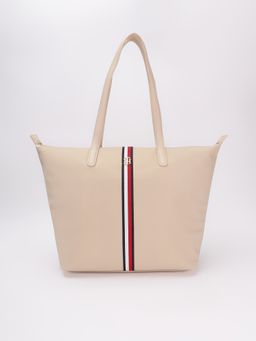 Tommy Hilfiger - Solid Beige Nylon Tote Bag