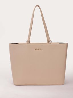 Tommy Hilfiger - Solid Beige Pu Tote Bag