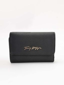Tommy Hilfiger - Solid Black Pu Tri-Fold Wallet