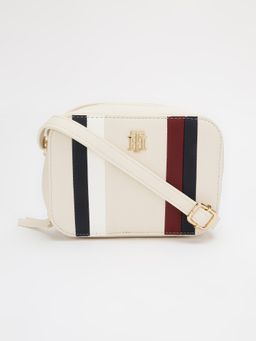 Tommy Hilfiger - Striped Beige Pu Sling Bag