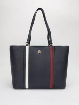 Tommy Hilfiger - Striped Navy Pu Tote Bag